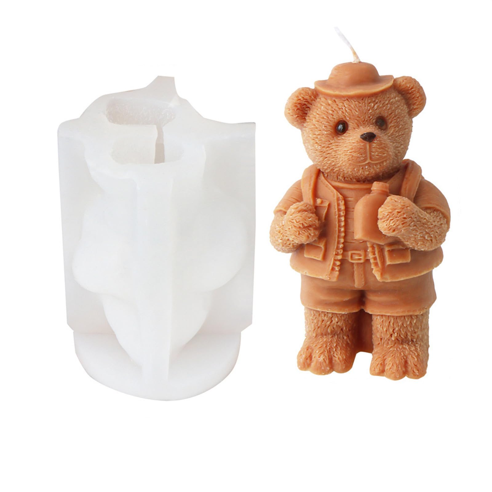 Xidmold 3D Bear Candle Mould, Teddy Bear Silicone Mold for Epoxy Resin, Soy Wax Candle, Soap, Plaster Ornament, DIY Crafts (B)