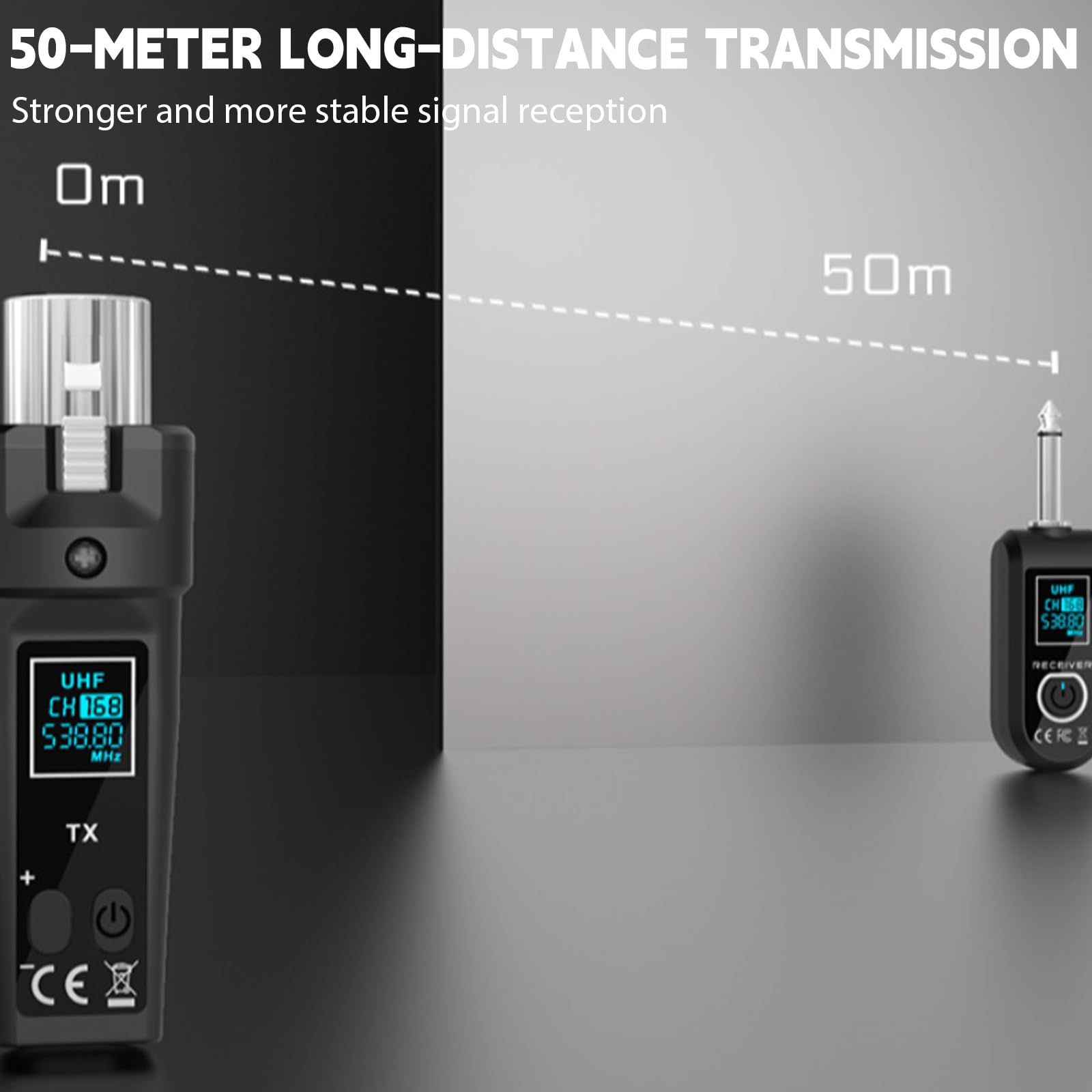 Émetteur récepteur de microphone XLR sans fil, 2,4 GHz, 1 à 2 UHF, émetteur/récepteur sans fil pour microphones dynamiques et à condensateur, table de mixage audio, 50 m, adaptateur de microphone sans
