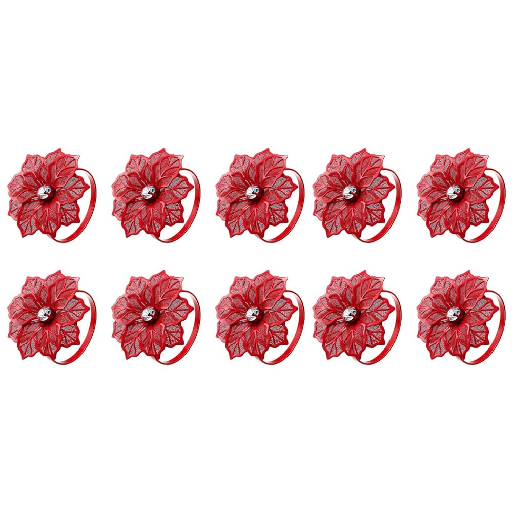 Lnfxkvva Napkin Ring Collection Decorative Set of 10PCS for Cloth Napkins Napkin Holder Kitchen Decor WEdding Decor Red Easy Install Easy to Use