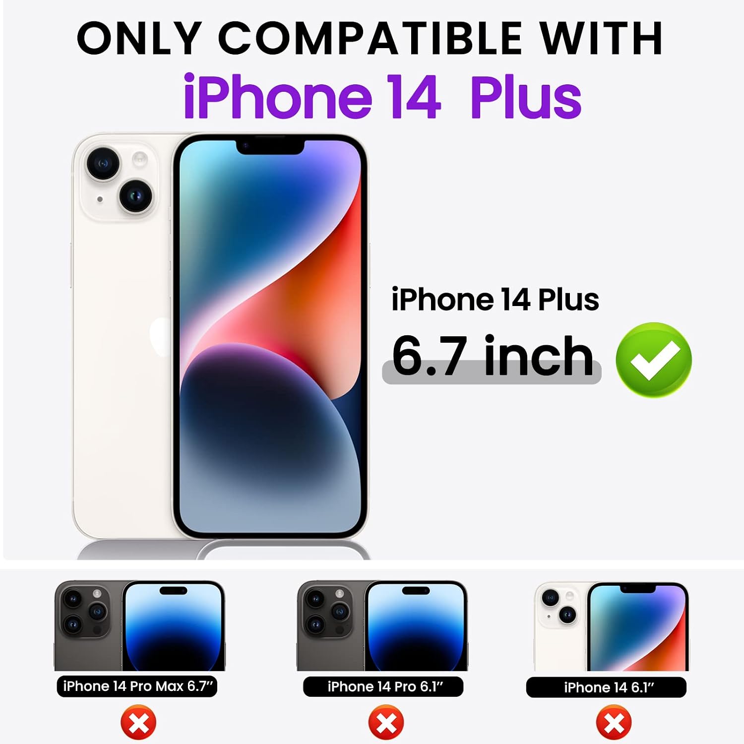 ORNARTO Magnetic Case for iPhone 14 Plus Case with Screen Protector, Liquid Silicone 3 Layers Full Covered Gel Rubber Shockproof Protective Case Cover 6.7 inch-Storm Blue