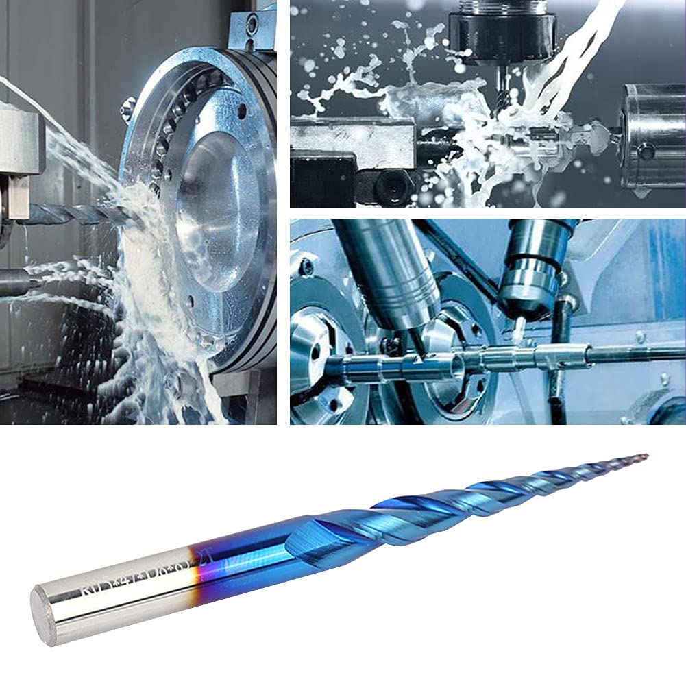 Fresa de extremo de carburo cementado, cortador de fresado 2T con revestimiento azul súper duro, alta dureza y resistencia al desgaste para el corte de madera y metal en CNC, 1 (R0.5 * 47*D8*85)