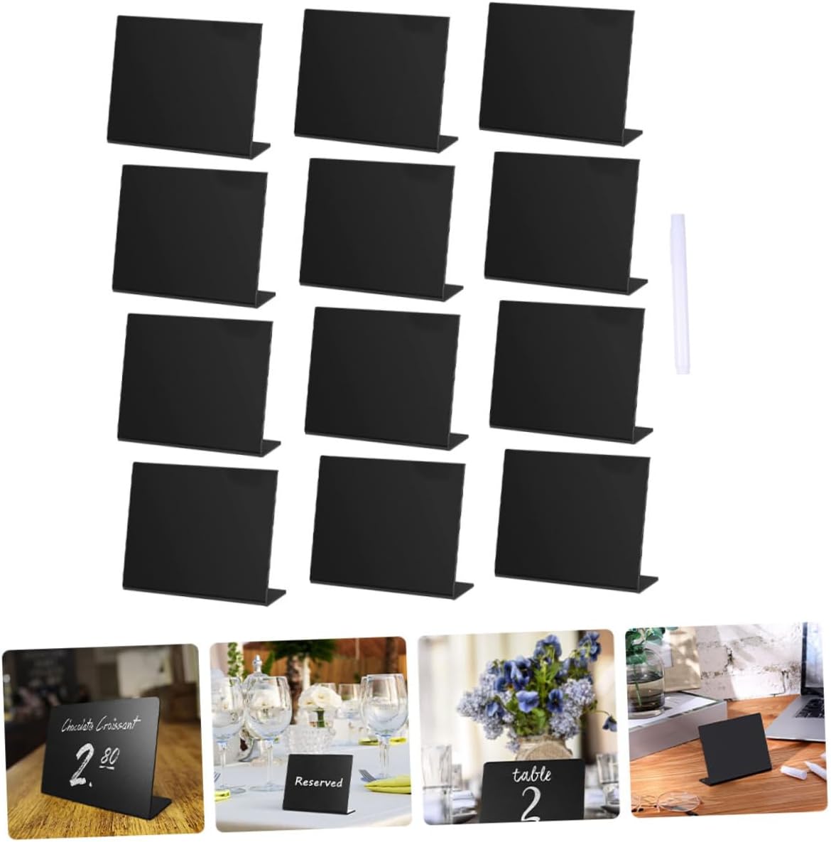Veemoon 1set Desktop Chalkboard Message Boards Display Signs with Pen for Weddings Parties Home Decor Menu Boards