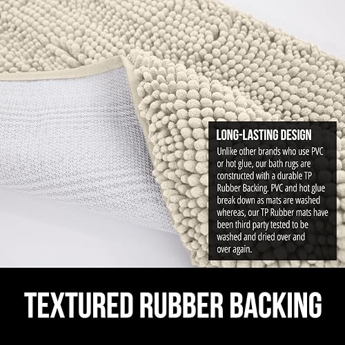 Miniatura 5 de Gorilla Grip - Tapete de baño de 30 x 20 pulgadas, de felpilla gruesa, suave y absorbente, secado rápido, de microfibra, con reverso de caucho, para