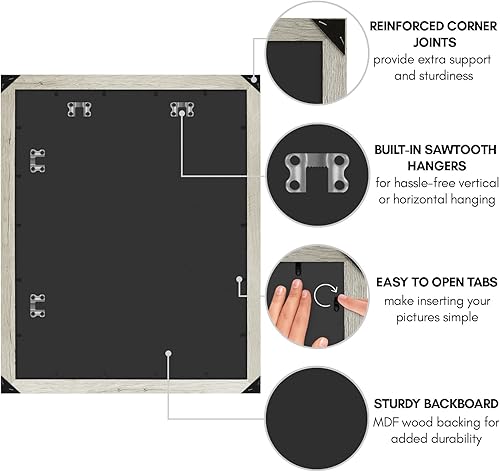Vista 436 de Americanflat - Marco para póster de 71 x 74 cm con plexiglás pulido, portarretratos negro de madera industrializada, Epic Collection, marco ancho