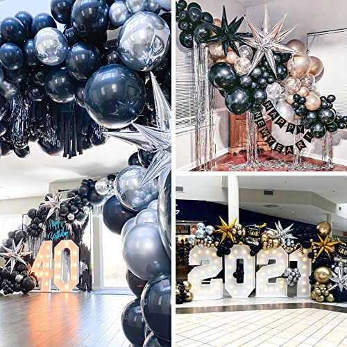 Image of PartyWoo Metallic Silver Star Spike Foil Helium Balloons 6pcs (Pack of 2)