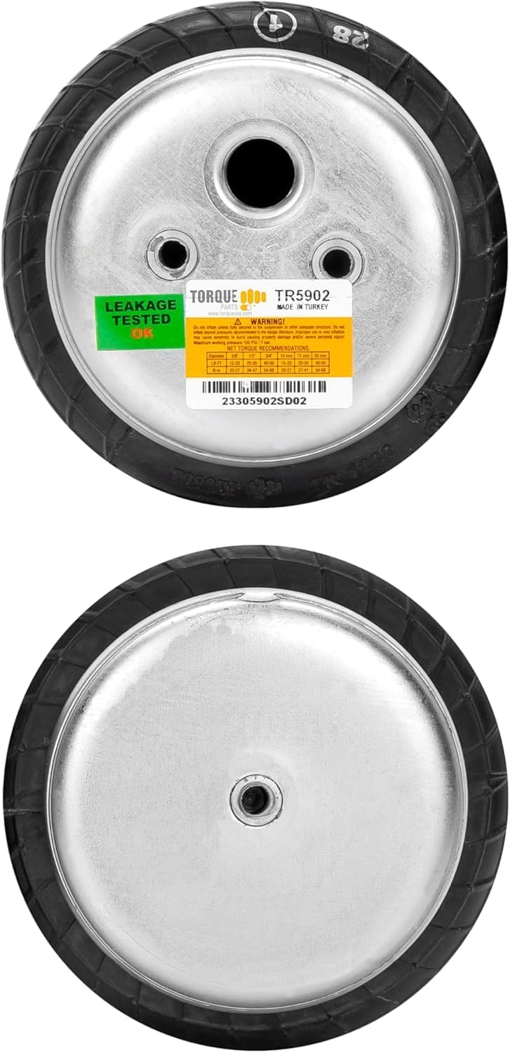 TORQUE Universal Air Bags Suspension Kit Airbag Spring 1/2" NPT Single Port Double Bellow Standard Up to 5,000LBS, Includes Air Line Kit (Replaces Air Lift Dominator 2500 D2500) (4 x TR5902, TR2014AS)