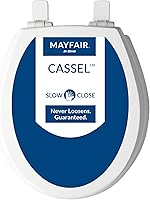 Mayfair Cassel Slow Close Toilet Seat Round Wood White - Easy Clean, Non-Slip, USA Made, Quick Install