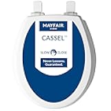 Mayfair Cassel Slow Close Toilet Seat, Easy Clean, Non Slip Premium Wood Seat, Easy Install, Made in USA, Round, White