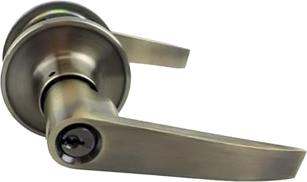 NU-Set Tustin Series Light Commerical and Residential Entry Lever Lock, Antique Brass Finish, Keyway, 1-Pack, T-E-5-3