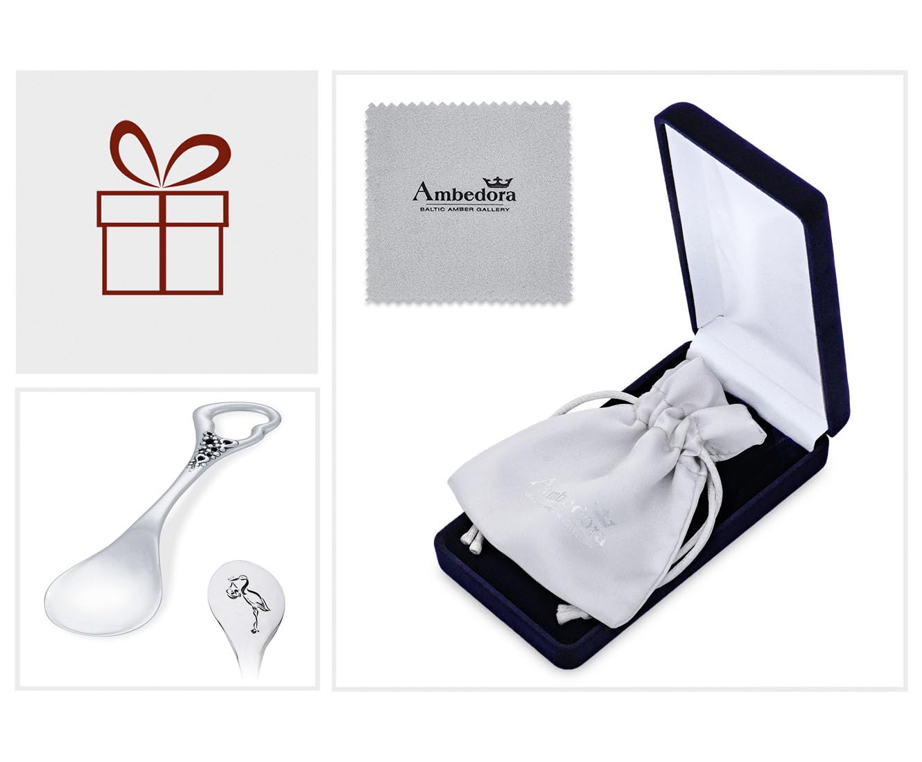 Cucchiaio piccolo in argento sterling con incisione, regalo per battesimo o nascita di un bambino