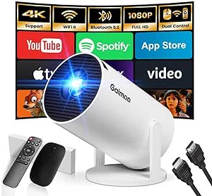 Alwtniet HY320 NTV Smart beamer met officiële tv-apps, spraakassistent ChatGPT, 1080P Native 320 ANSI film, draagbare beamer met wifi 5G en BT5.2