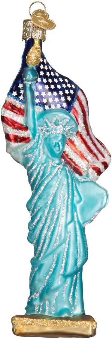 Old World Christmas Cities, Places and Landmarks Glass Blown Ornaments for Christmas Tree Statue of Liberty, 6.5, Multi Color