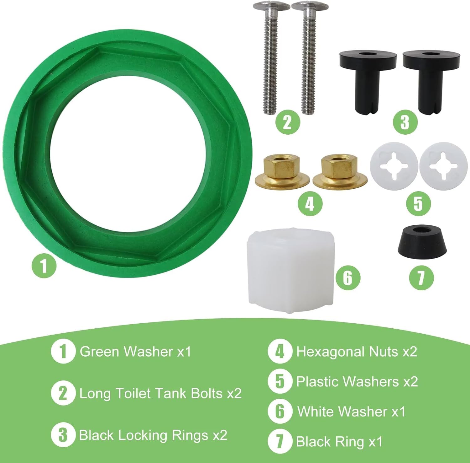 Toilet Tank to Bowl Gasket Kit US Ship for American Standards Toilet Part Champion 4 AS738756-0070A, 3 Inch Toilet Tank Replacement Kit Includes Gasket & Bolt Kit with Handle