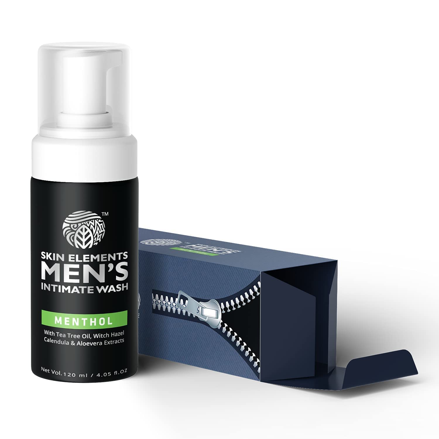 Skin Elements Intimate Wash for Men Gift Set with Tea Tree Oil and Menthol | pH Balanced Foaming Hygiene Washes | Prevents Itching, Irritation & Bad Odor (2 x 4.05 fl. oz.)