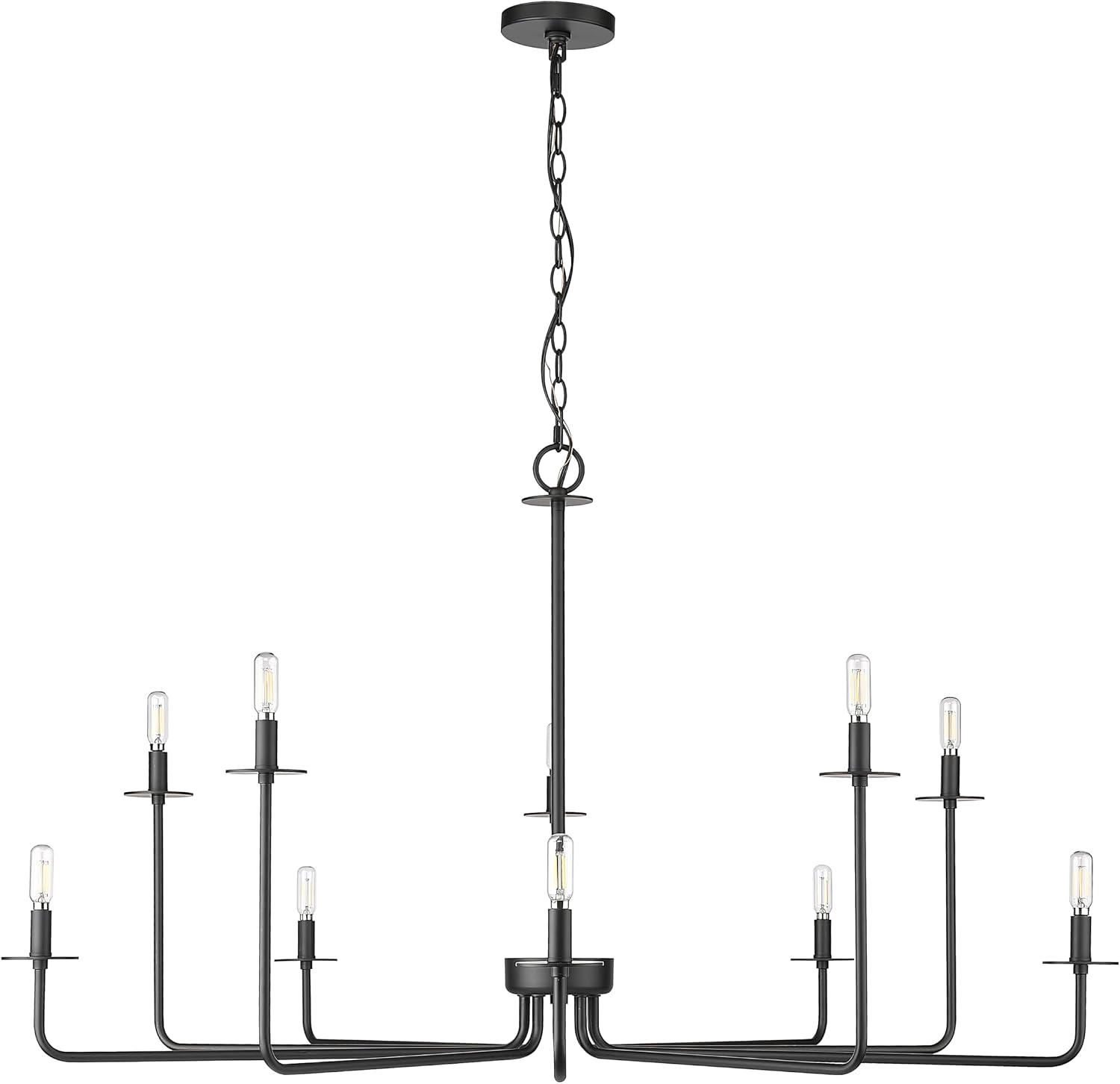 ML Lighting | Marceline Collection | 12508-MB | 8 Light Modern Centerpiece Chandelier Ceiling Light in Matte Black Finish | Perfect for Kitchens, Foyers, Hallways, Living Rooms or Entryways