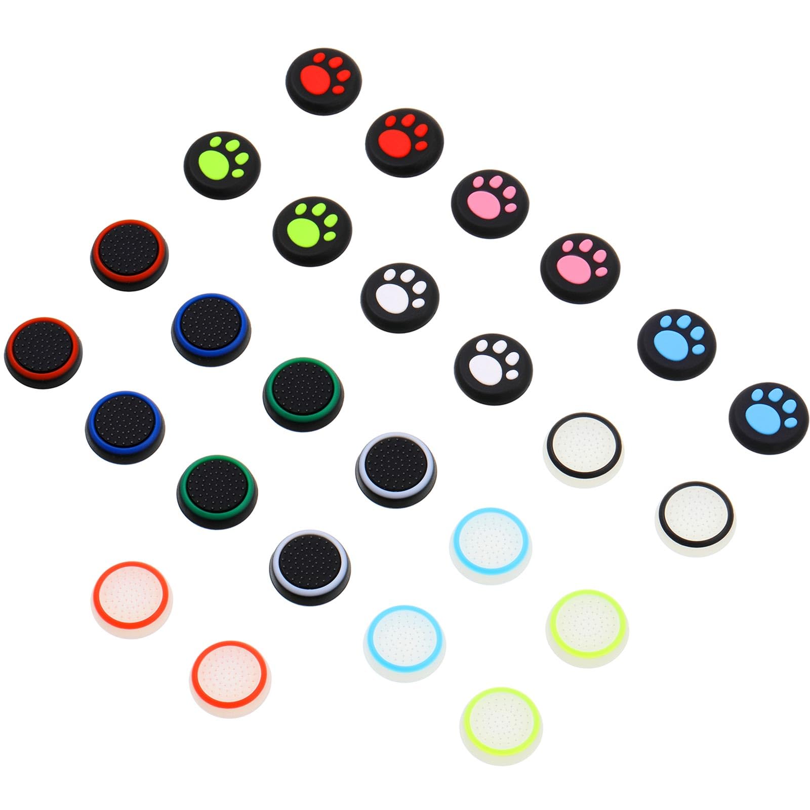 Frienda 26 Pieces Replacement Thumb Grips Caps Cover Silicone Luminous Analog Controller Joystick Thumb Stick Cap Compatible with PS5 PS4 PS3 PS2 Xbox 360 Xbox One Controllers