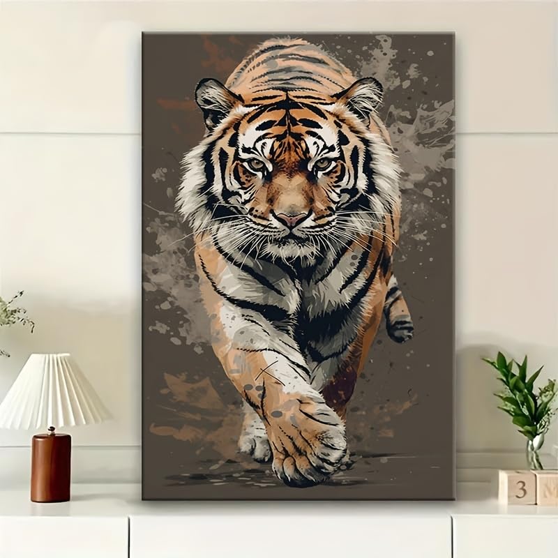 Toile murale tigre en mouvement grand format encadré chic - 3