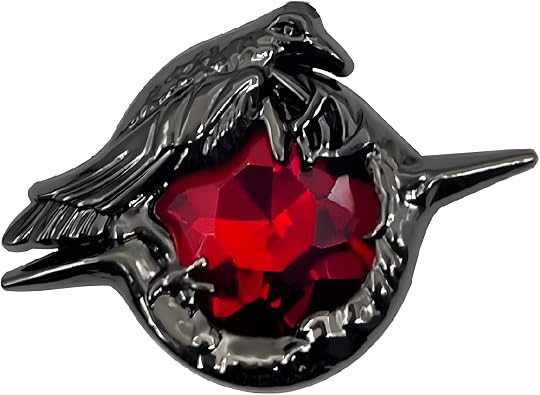 Love and Deepspace Crow Brooch for Women Sylus Game Qin che N109 Area Dark Point Alloy Ruby Crow Brooch Jewelry Accessories Pins Badges Props