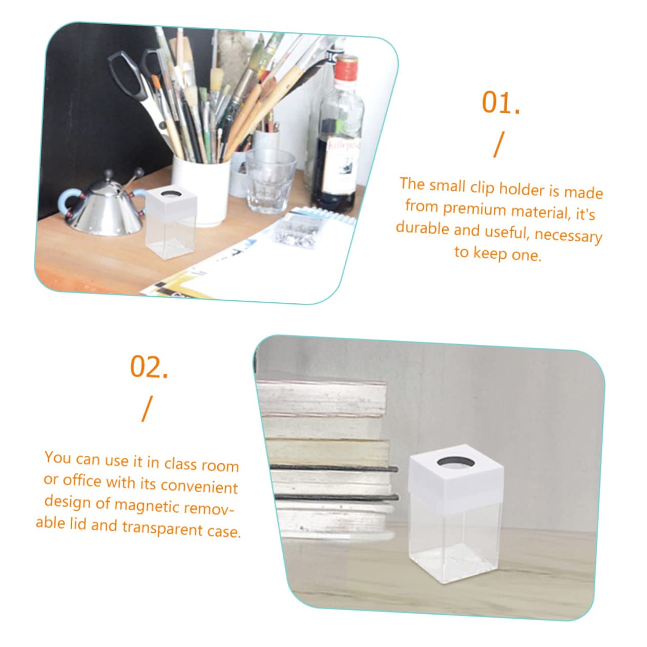 Abaodam 8 Pz Secchio Di Spilli Porta Forcine Organizer Per La Conservazione Graffetta Trasparente Custodia Per Graffette Contenitori Magnetico Plastica Portaoggetti Ufficio