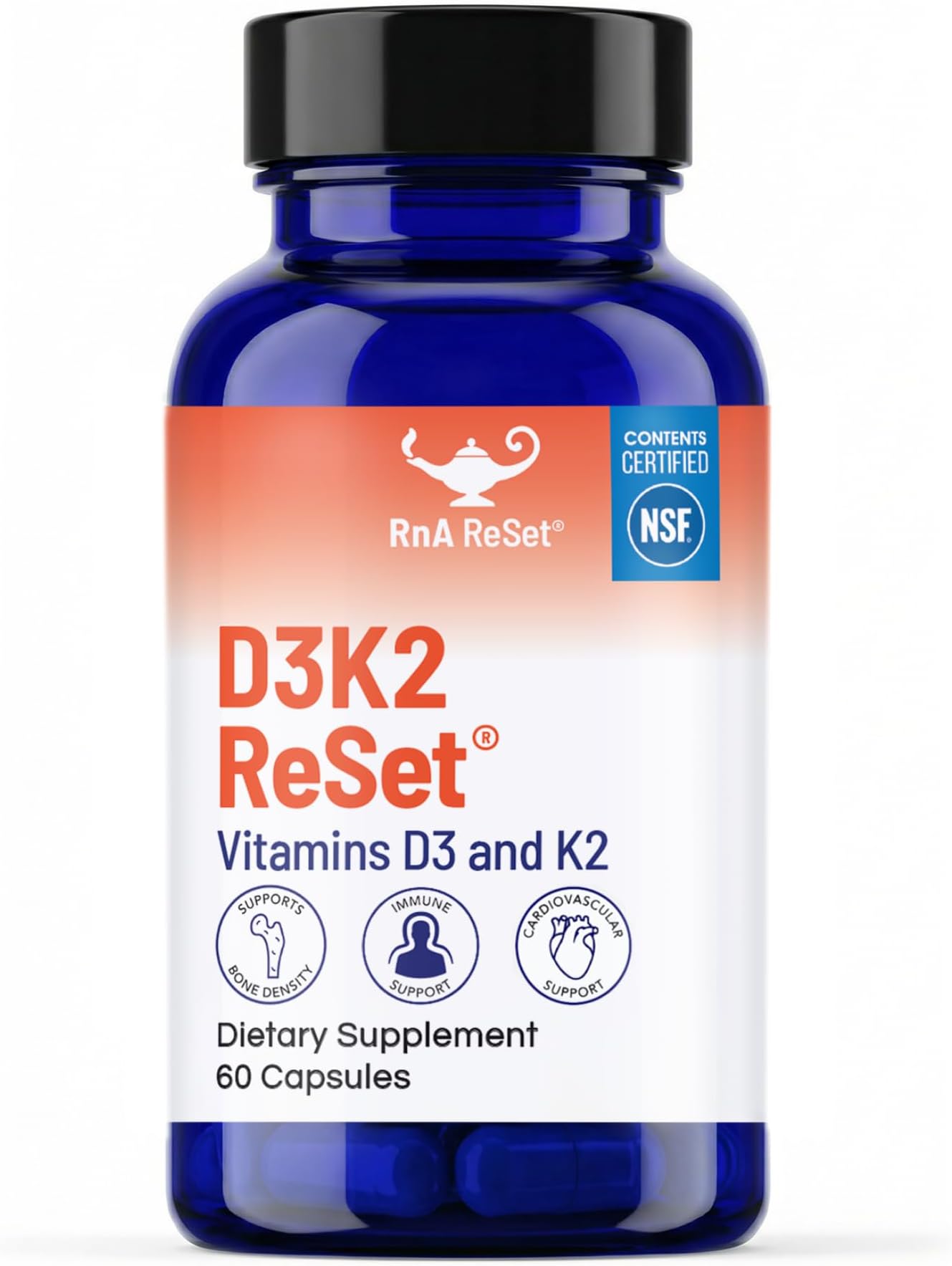 RnA ReSet - D3K2 Reset -Immune, Bone,Cardiovascular & total body wellness- 60 Capsules