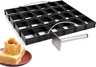 LoBake 24 Cavities Rectangle Pineapple Cake Mold Carbon Steel Biscuit Cookie Rack with Press Stamp Pan Tray for DIY Baking Acccessories (1pc Rack Mold with Press)