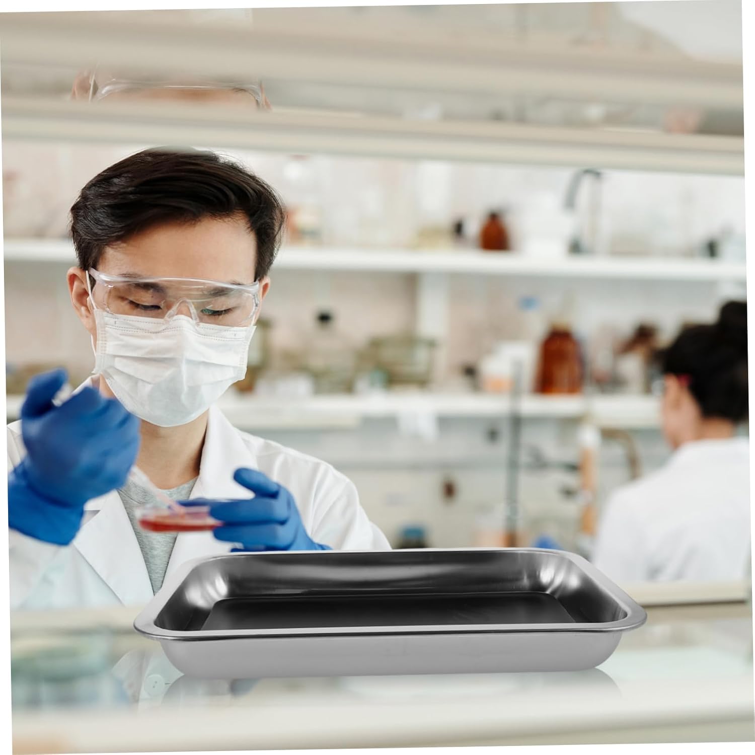 Stainless Steel Dissection Tray Anatomy Pan for Biology Lab Dissection and Teaching Safe Design for Educational Use for Specimen Pinning