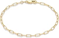 Amazon Essentials 14K Gold Plated Paperclip Chain Bracelet - 7.5" Hypoallergenic, Nickel-Free Stackable Jewelry