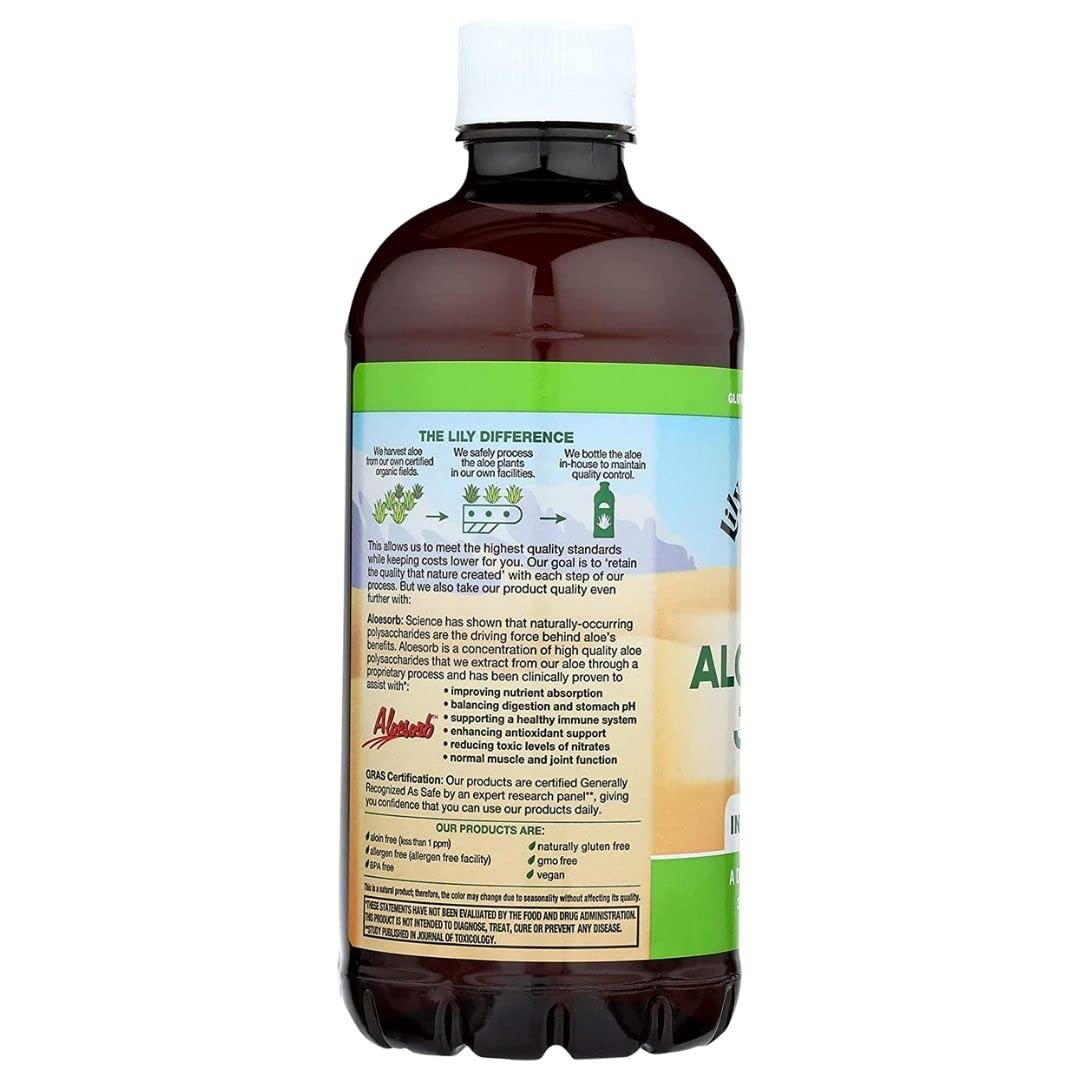 Lily of the Desert Aloe Vera Juice Drink, Inner Fillet, Vegan Dietary & Immune Support, Gluten Free Liquid Digestive Aid, No Water Added, 32 Fl Oz : Fruit Juices : Health & Household
