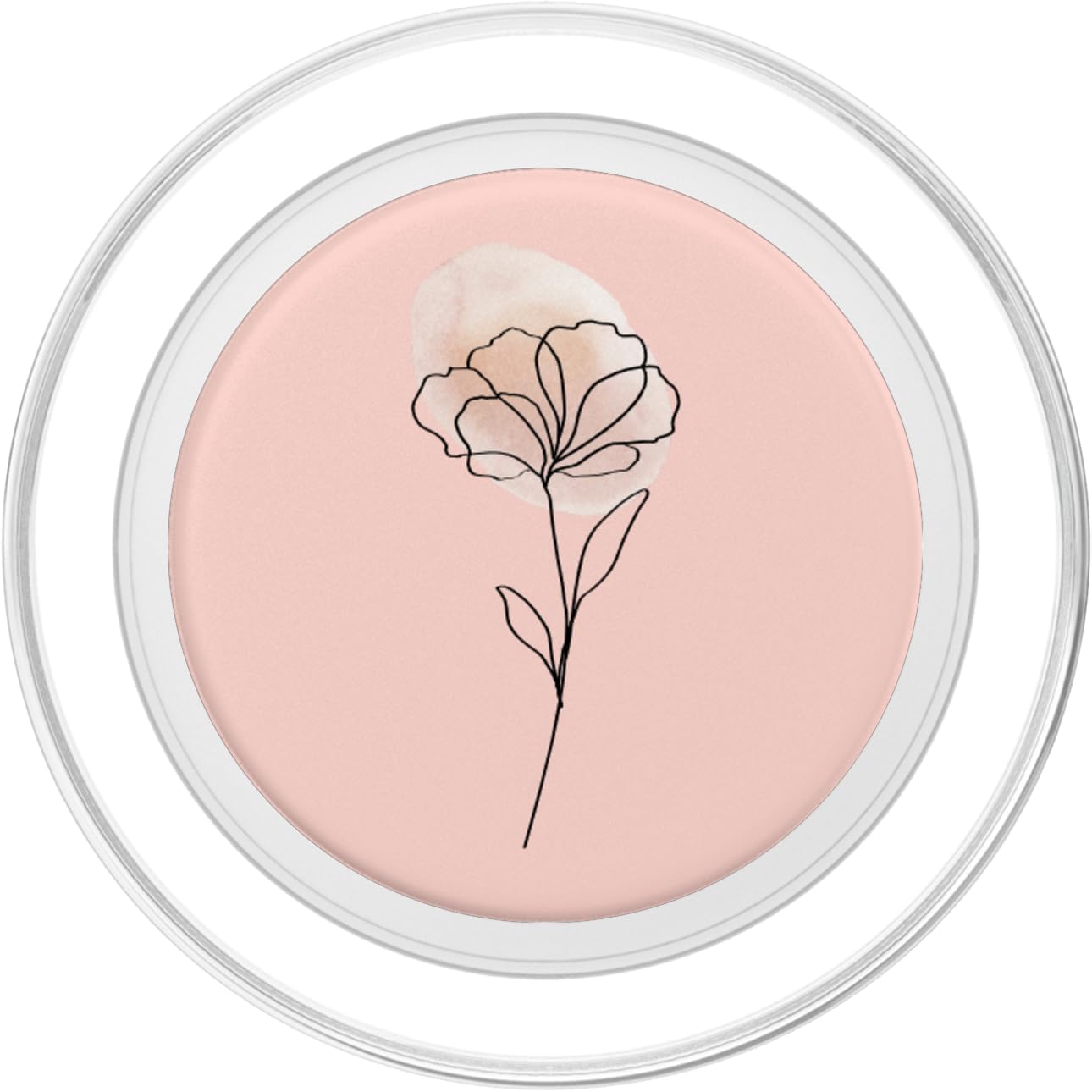 Boho Line Art Pink Poppy Flowers Brown Pastel Minimalistic PopSockets MagSafe PopGrip for iPhone
