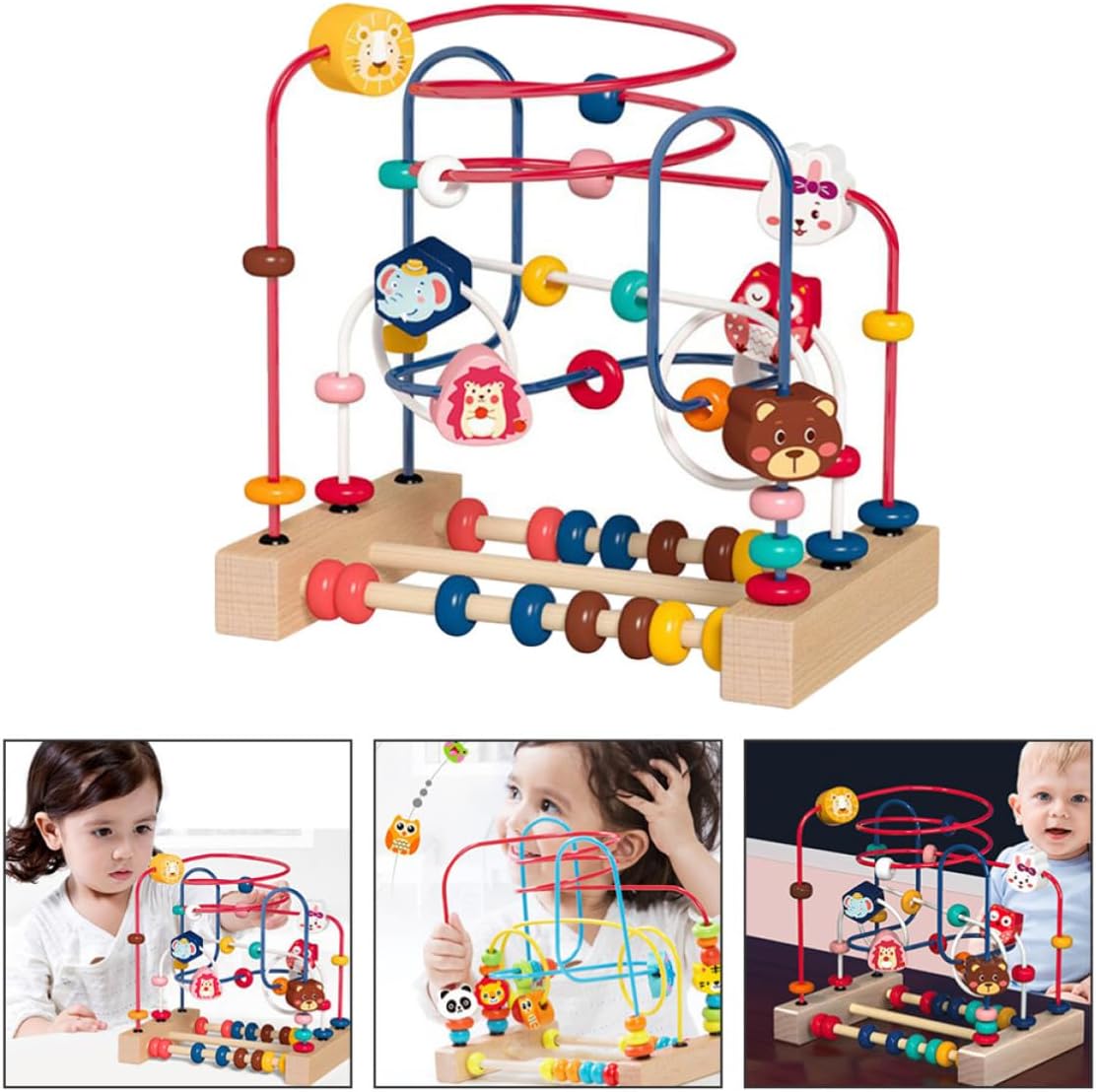minkissy Early Educational Bead Maze and Preschoolers with Wood and Stainless Steel Materials to Cultivate Color Discrimination and Stimulate Imagination Birthday Gift