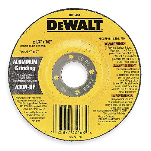 DEWALT DW8404 4-1/2-Inch by 1/4-Inch by 7/8-Inch Aluminum Grinding Wheel