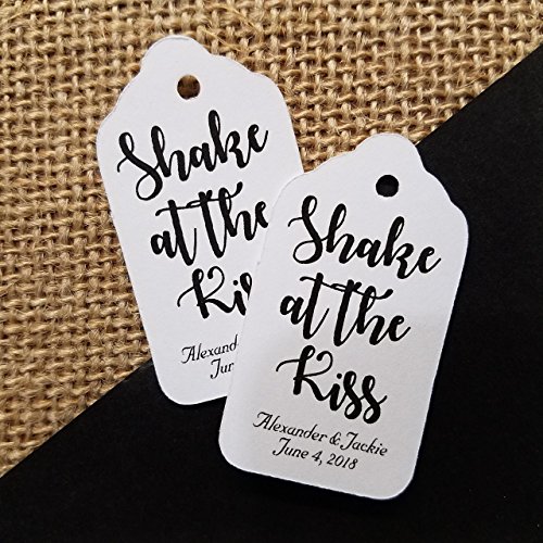 Shake at the Kiss Personalized SMALL White card stock Favor Tag Sets of