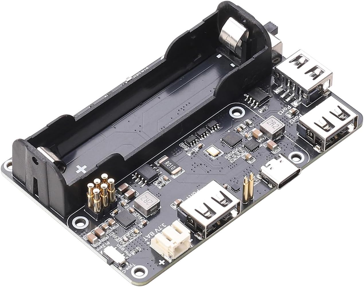 Pi Zero UPS HUB HAT for Raspberry Pi Zero Series, 3-Port USB 2.0 Expansion Board with Power Backup, 18650 Ba-ttery Holder, Smart Charge & Discharge Management