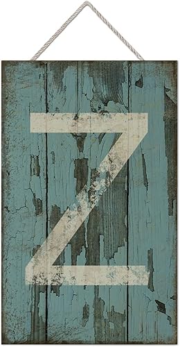 Vista 325 de Letrero colgante de madera con letra A, letrero de madera, decoración del hogar, 26 letras del alfabeto de metal, placa de madera, decoración