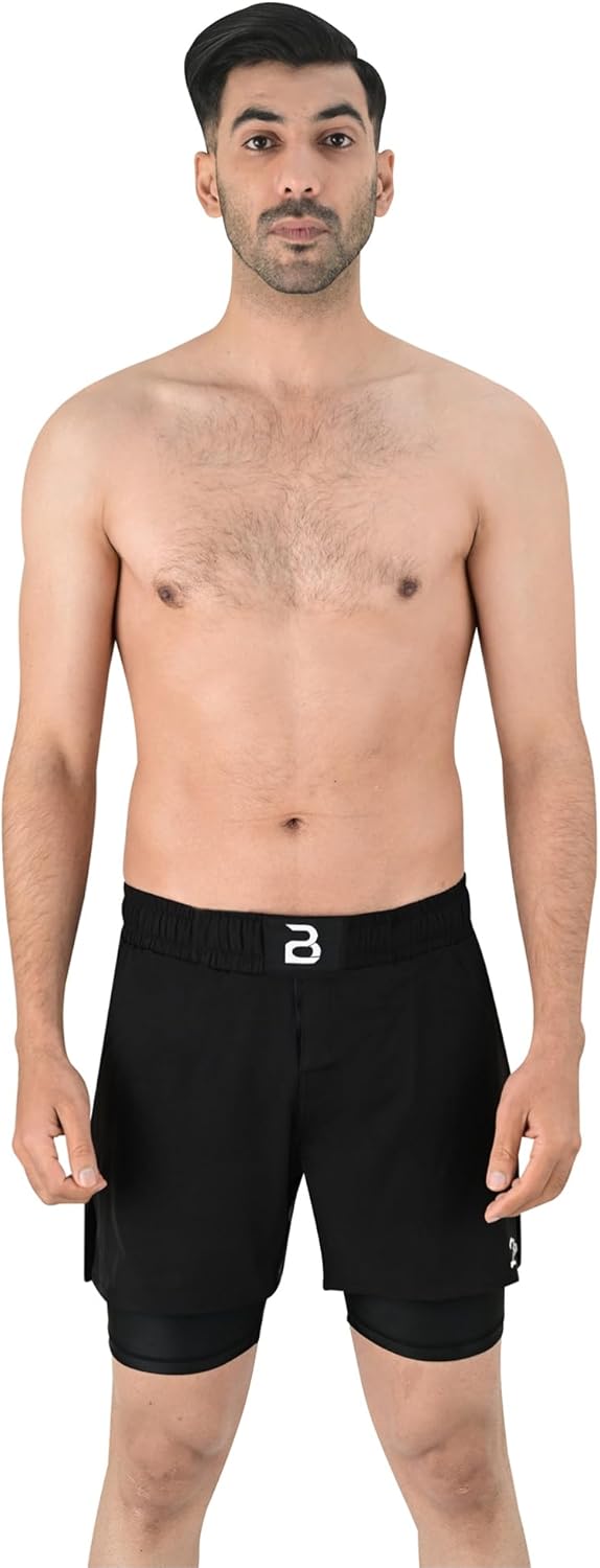 2BOLD MMA Shorts Men’s 2 in 1 Jiu-Jitsu Built in Compression Lining Athletic Gym Boxing Muay Thai BJJ No-Gi Grappling Shorts - Image 3