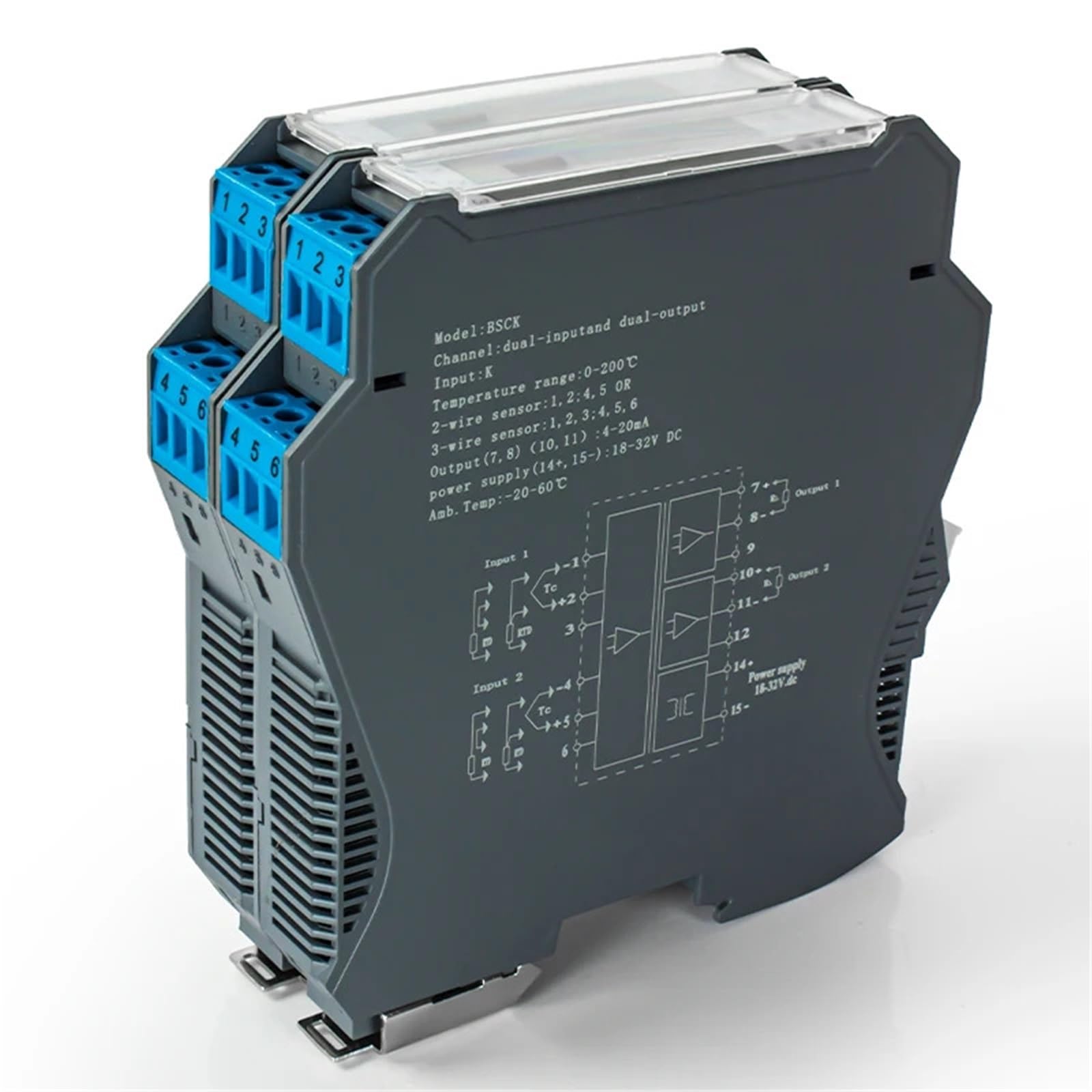 Transmisor de temperatura tipo K 4-20mA 0-10V 0-5V 1 en 1 salida 0-1300℃ Convertidor de señal de termopar 1 Uds(K to RS485 11)