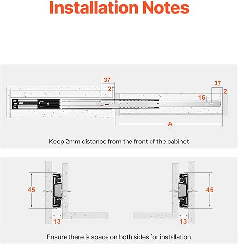 Miniatura 33 de VEVOR 6 pares de rieles de montaje lateral resistentes de 20 pulgadas, de 14, 16, 18, 20, 22, 24 pulgadas, rodamientos de bolas, extensión completa