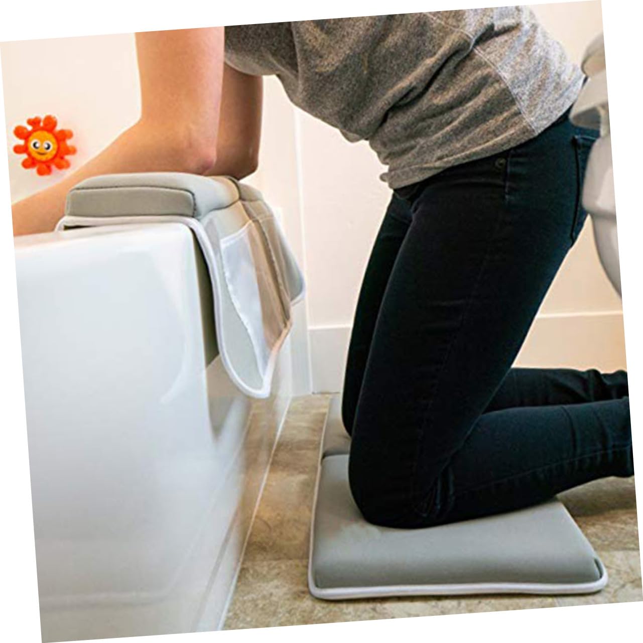 VALICLUD Almohadilla Antideslizante para Rodillas de Baño con Ventosas Bolsa Colgante Plegable para Bebés y Padres Cojín Protector para Ducha y Organización de Juguetes y Productos de Baño