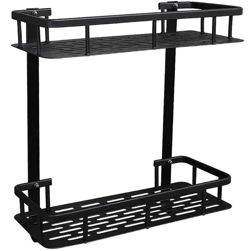 LEUUOMR 2 Tier Wall Mount Bathroom Shelf Organizer with Hooks, Heavy