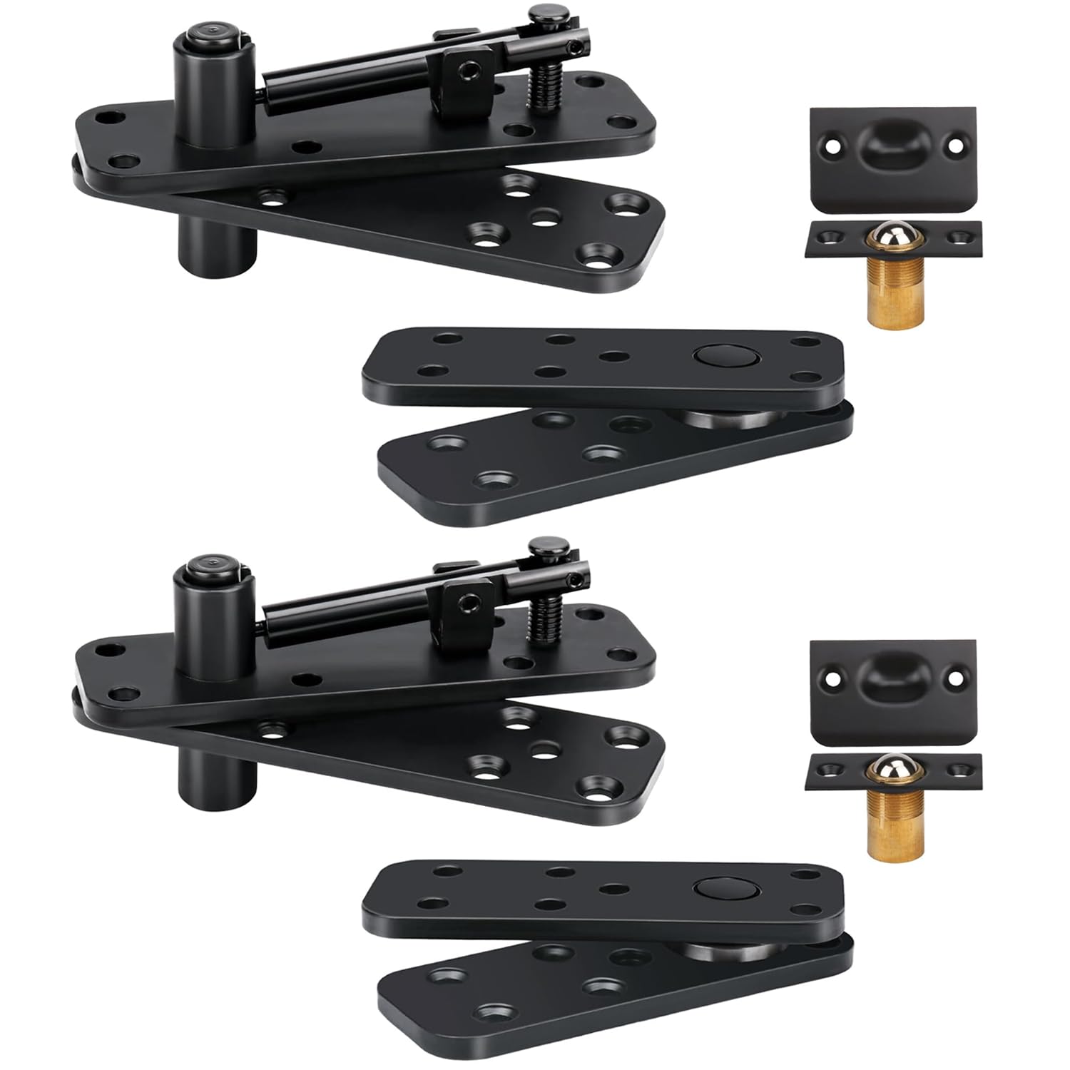 Cerniera Invisibile per Porte Legno Pesanti - Pivot Superiore e Inferiore in Acciaio Inossidabile, 360° Rotazione, Regolabile in Altezza,Nero, 2 pezzi