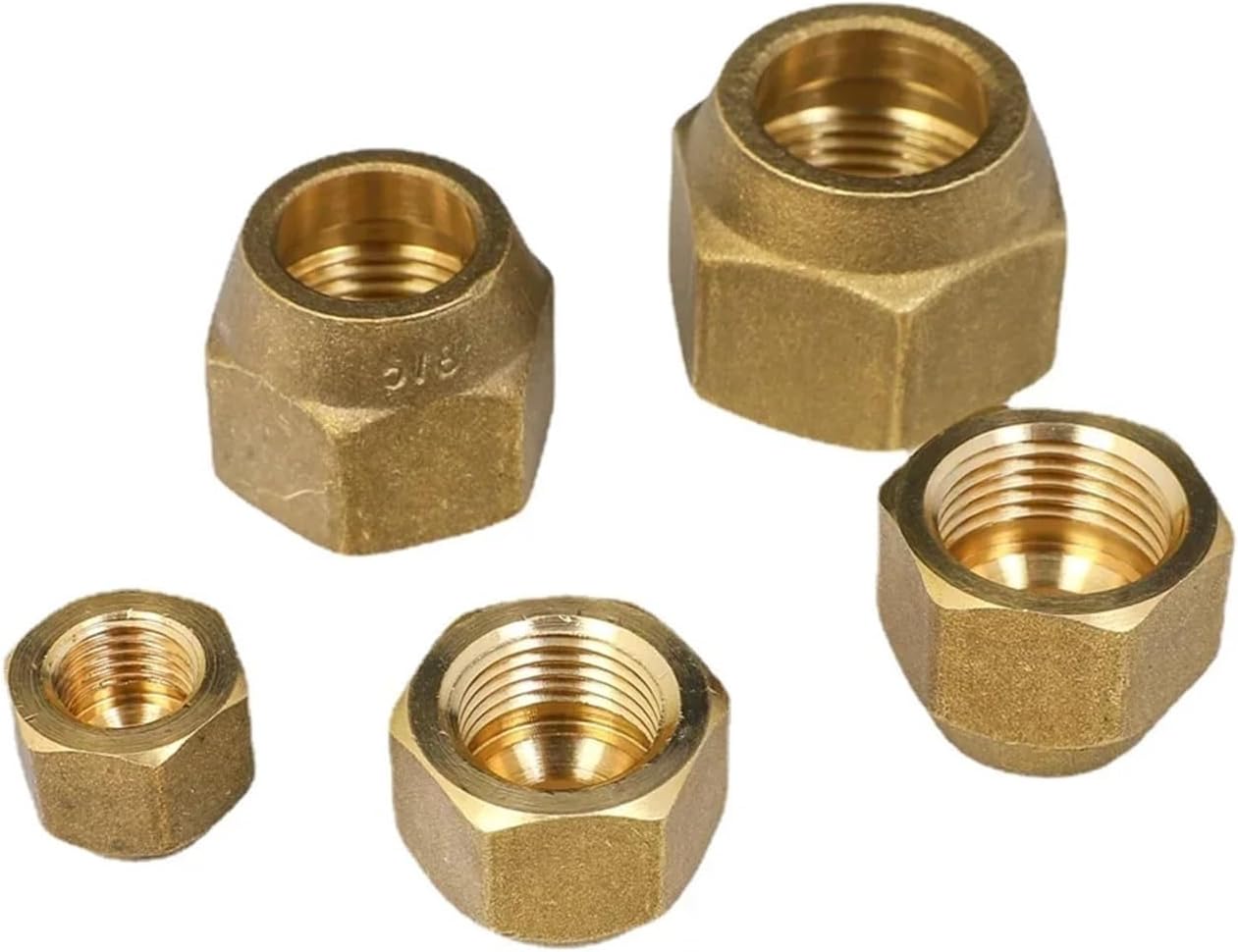Brass Forged 7/16"-17/16" UNF Hex Nut 45 Degree SAE-Standard 1/4" 3/8" 1/2" 3/4" Inch Flare Pipe Fitting Adapter Air Conditioner(12.7mm 1l2 SAE 36g,1 pc)