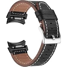 Genuine Leather No Gaps Band Fit for Samsung Galaxy Watch 6 5 4 40mm 44mm / 5pro 45mm / 6 Classic 47mm 43mm /4 Classic 46mm 42mm Bracelet Strap