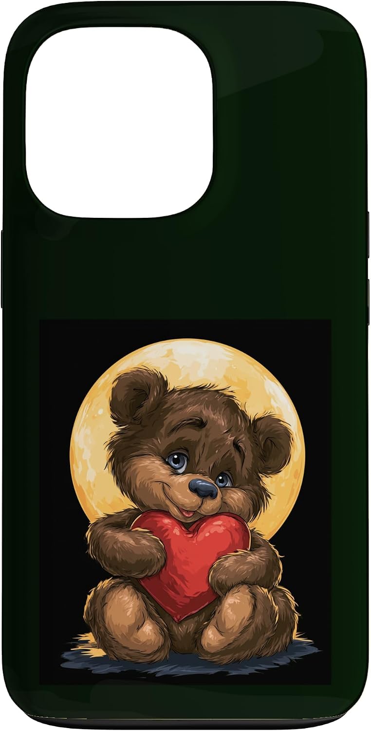 Cute Teddy Bear with Heart Woman Girl Kids Heart Teddy Bear Case for iPhone 13 Pro