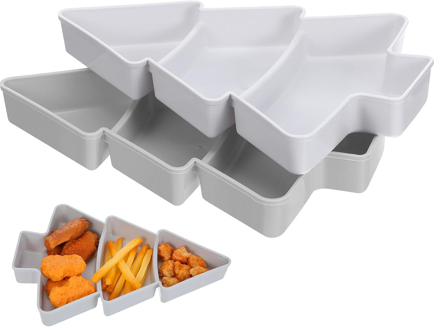 2pcs Christmas Tree Shaped Snack Dishes Candy Nut Appetizer Serving Trays Holiday Party Plates Fruit Desserts Snacks