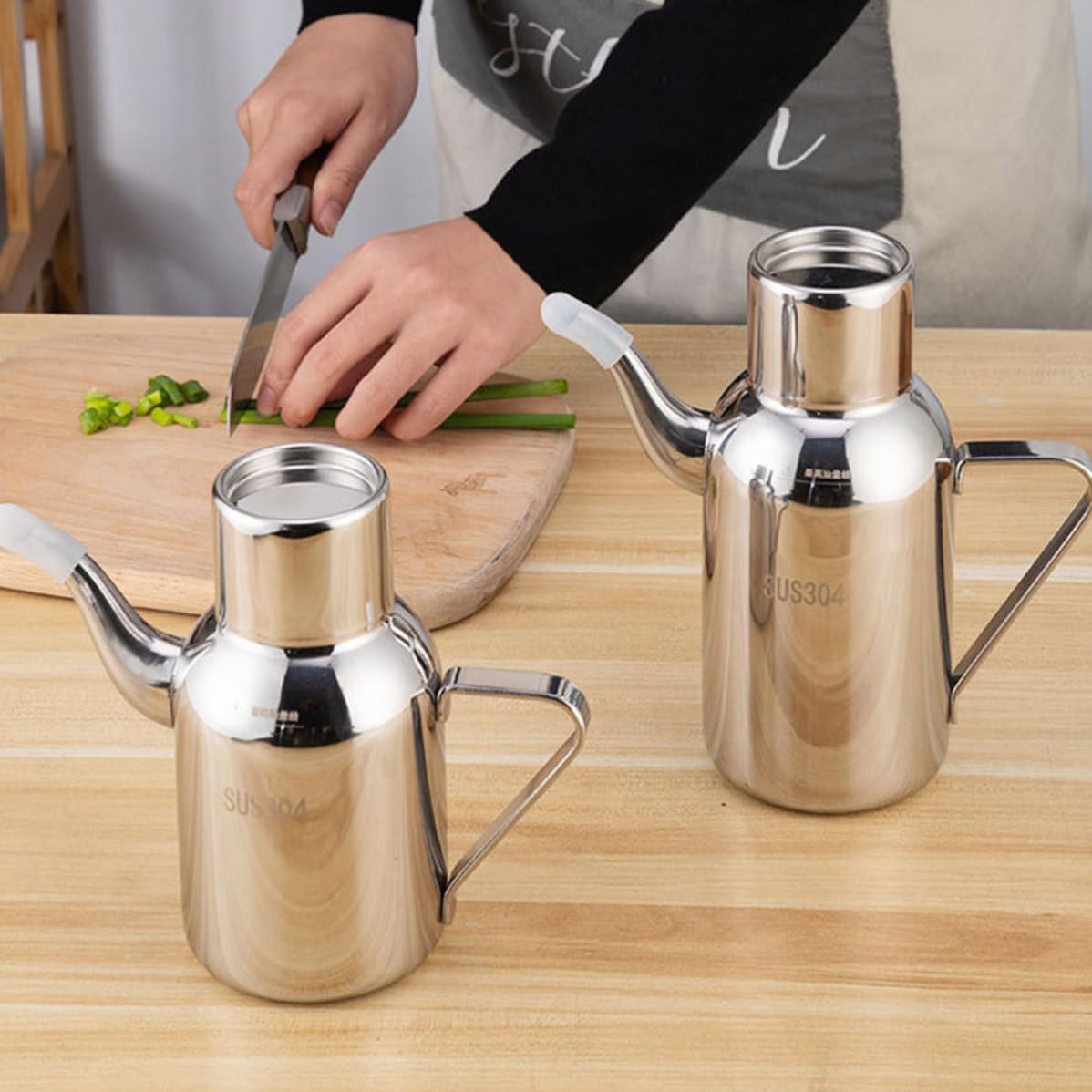 Stainless Steel Oil Dispenser Bottle for Canola Oil and Vinegar