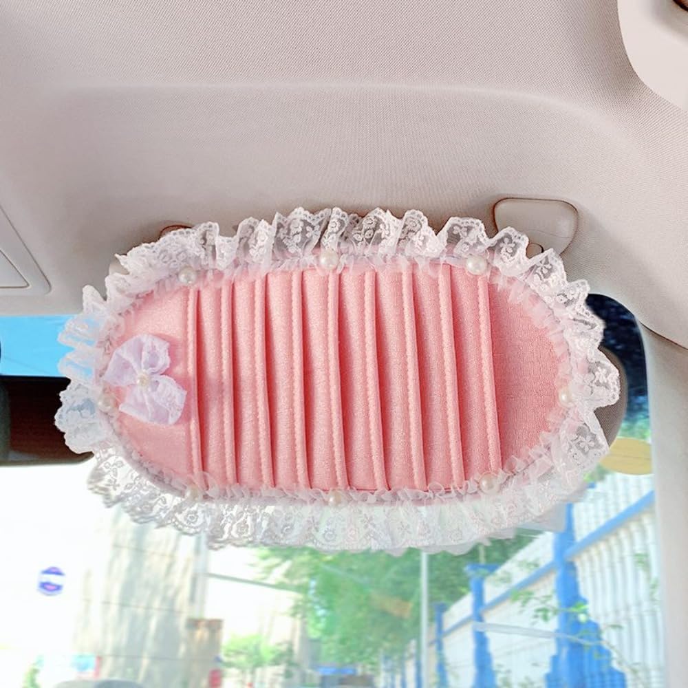 CD Holder Storage Case, Cute Plush Vehicle Sun Visor Organizer Clip, Multifunctional Car Card Sleeve Pocket Bag, Universal for Most Cars (1)