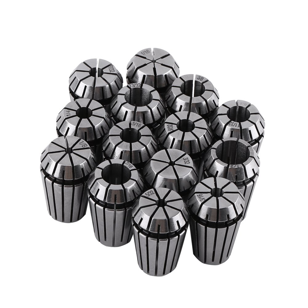 14pcs ER20 Spring Collet Set for CNC Engraving Machine and Milling Lathe Tool, 1/16" to 1/2" High Precision 65Mn Steel Collets with Individual Protective Cases