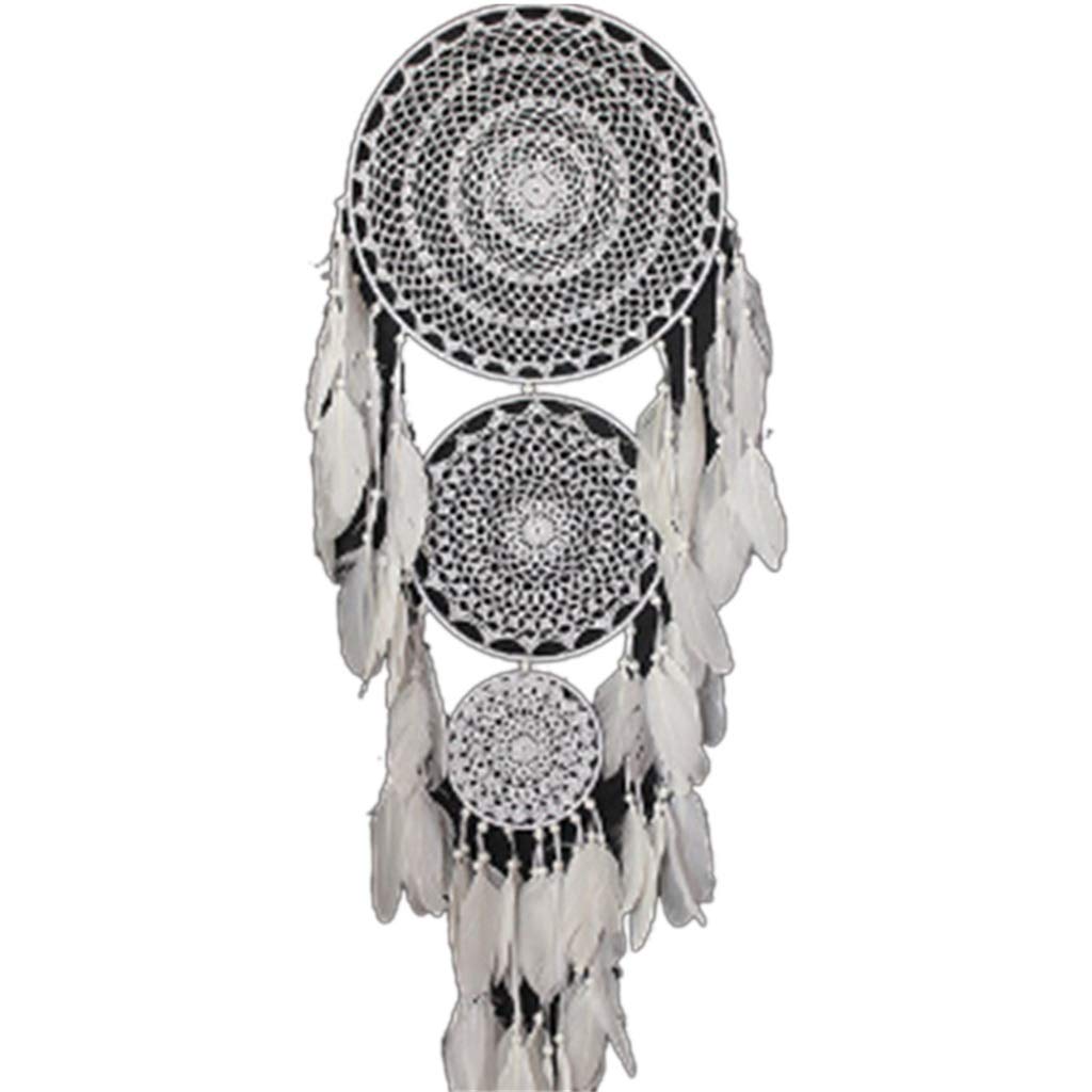 Traumfänger, extra groß, Feder-Makramee, hängend, 127 cm lang, für Hochzeit, Heimdekoration, 3 Kreise