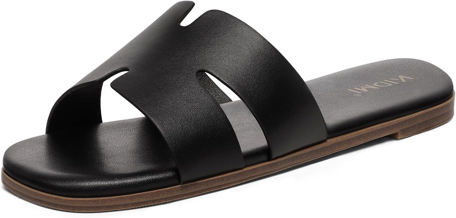KIDMI Women's Dressy Flat Sandals, Comfortable Slip On Summer Slides, Fashion Open Toe Casual Sandals thumbnail