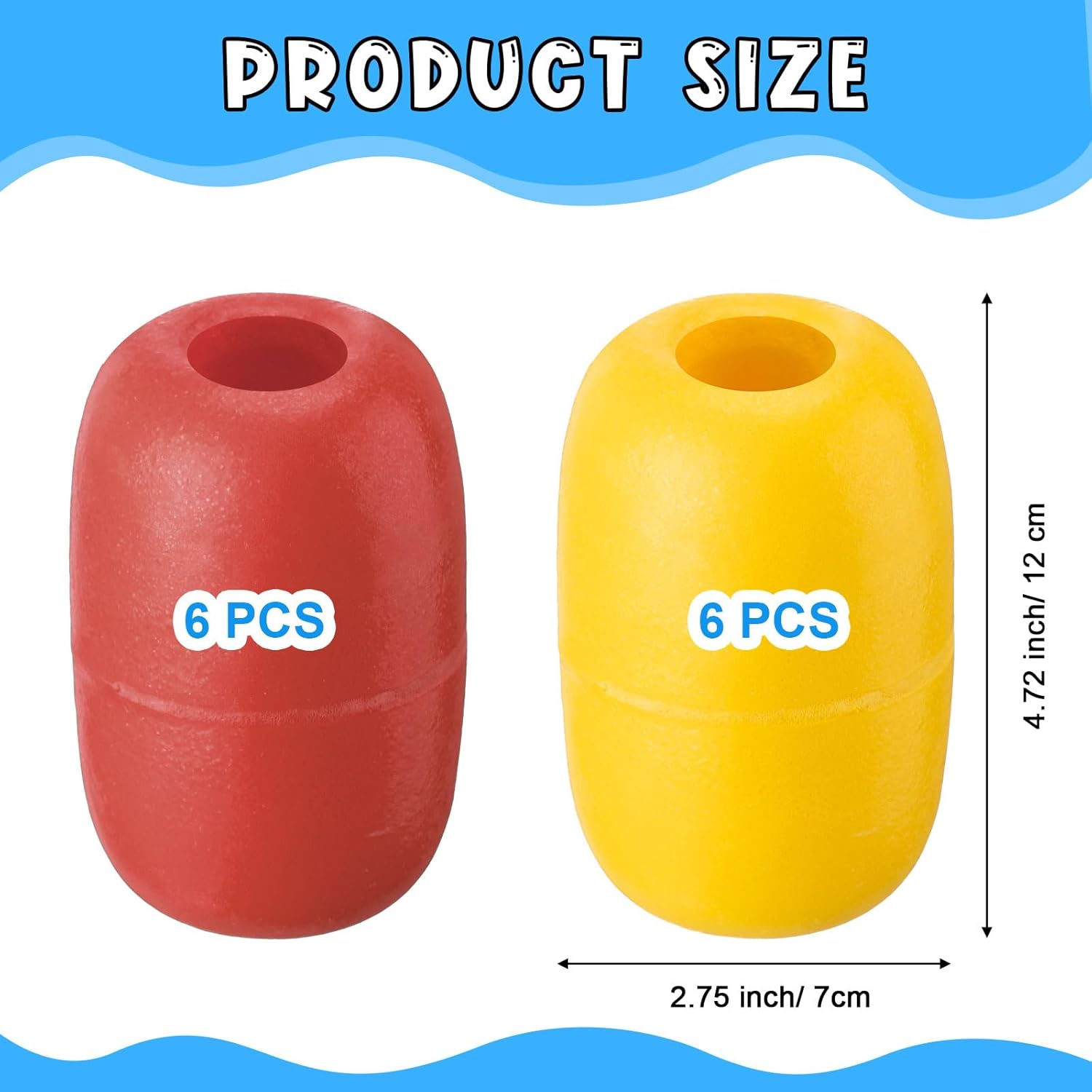 Deep Water Fishing Float 4.72 x 2.75'' Heavy Duty Pool Buoy Float Fishing Marker 0.78 Hole for Kayak Tow Line Anchor Marker Buoy Drift Sock Replace Pool Crabbing Dock